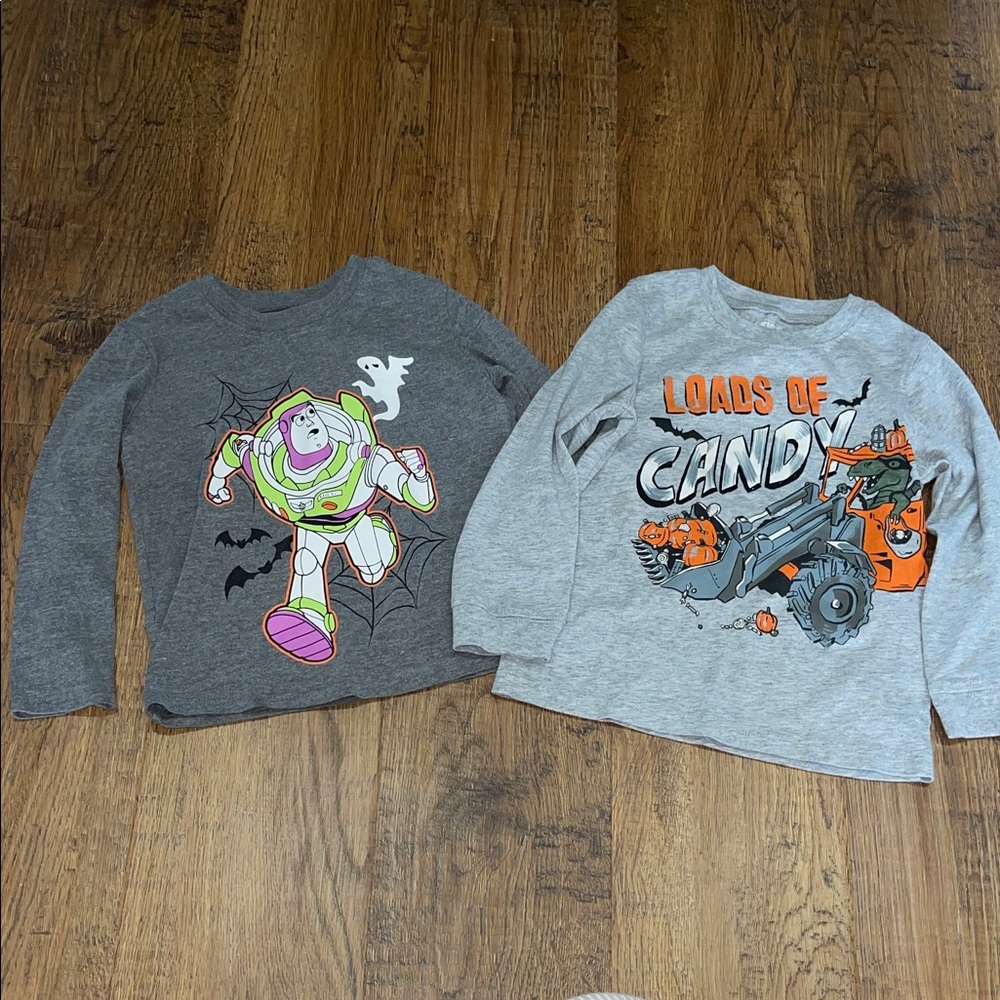 Disney Buzz Lightyear and Halloween Long Sleeve Tees - Gray and Orange